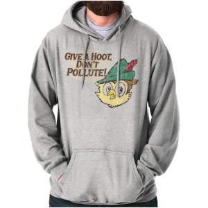 Brisco Brands Woodsy Owl Give a Hoot Cartoon Hoodie Sweatshirt Women Men(Sport Grey)