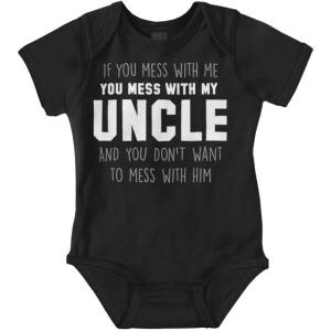 Brisco Brands You Mess With My Uncle Baby Romper Boys or Girls(Black)