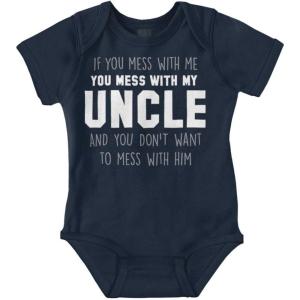 Brisco Brands You Mess With My Uncle Baby Romper Boys or Girls(Navy)