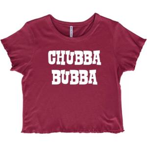 Chubba Bubba Adorable Chunky Babe Juniors Lettuce Trim Crop Top Womens Baby Tee(Burgundy)
