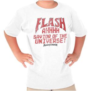 Flash Gordon Logo Vintage Comic Hero Crewneck T Shirts Boy Girl(White)