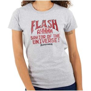 Flash Gordon Logo Vintage Comic Hero Womens Slim Fit Graphic Tee(Sport Grey)