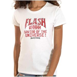 Flash Gordon Logo Vintage Comic Hero Womens Slim Fit Graphic Tee(White)
