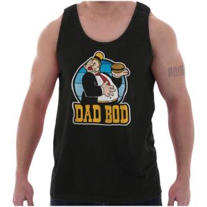 Funny Popeye Father Day Wimpy Dad BOD Tank Top Sleeveless Tee Men(Black)