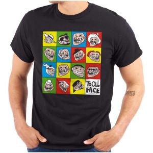 Funny Troll Face Internet Meme Graphic T Shirt Men or Women(Black)