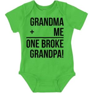 Grandma Plus Me Is One Broke Grandpa Baby Romper Boys or Girls(Apple)