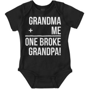 Grandma Plus Me Is One Broke Grandpa Baby Romper Boys or Girls(Black)
