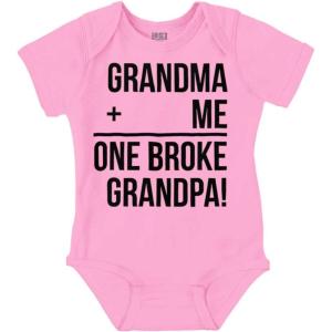 Grandma Plus Me Is One Broke Grandpa Baby Romper Boys or Girls(Pink)