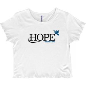 Hope Dove Christian Bible Juniors Lettuce Trim Crop Top Womens Baby Tee(White)