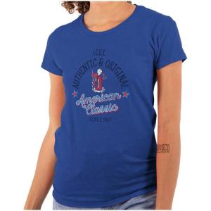 ICEE American Classic Bear Mascot Womens Slim Fit Graphic Tee(Royal)