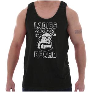 Ladies Love Beards Funny Popeye Bluto Tank Top Sleeveless Tee Men(Black)