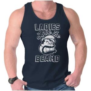 Ladies Love Beards Funny Popeye Bluto Tank Top Sleeveless Tee Men(Navy)