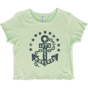 Let’s Get Wrecked Summer Beach Anchor Juniors Lettuce Trim Crop Top Womens Baby Tee(Mint Green)
