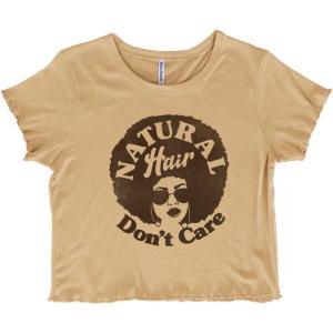 Natural Hair Melanin Queen Cute Afro Juniors Lettuce Trim Crop Top Womens Baby Tee(Oatmeal)