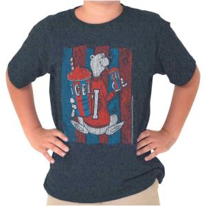 Official ICEE Vintage Polar Bear Logo Crewneck T Shirts Boy Girl(Heather Navy)