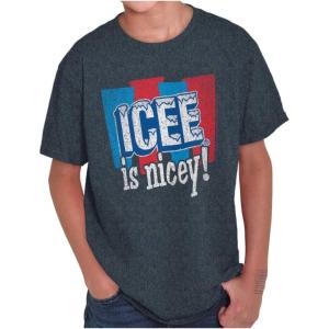Official ICEE is Nice Funny Logo Crewneck T Shirts Boy Girl(Heather Navy)