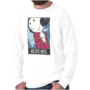 Popeye Olive OYL Adorable Classic Long Sleeve Tshirt Men Women(White)