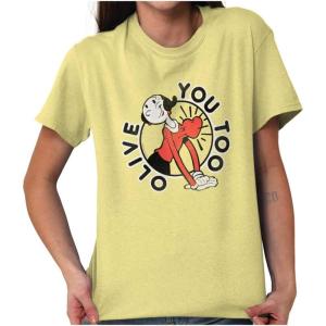 Popeye Olive OYL You Too Cute Funny Womens Graphic T Shirt Tees(Yellow Haze)