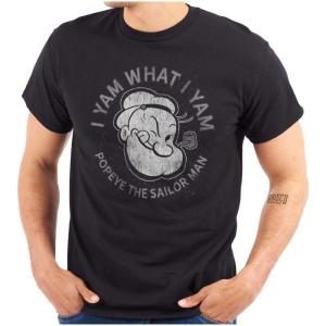 Popeye Sailor Man Quote What I Yam Graphic T Shirt Men or Women(Black)