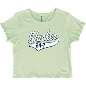 Slacker 247 Couch Potato Lazy Funny Juniors Lettuce Trim Crop Top Womens Baby Tee(Mint Green)