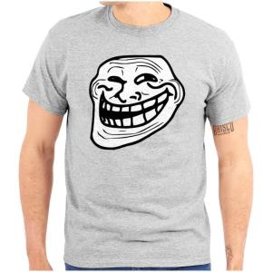 Troll Face Original Meme Smile Mad Graphic T Shirt Men or Women(Sport Grey)