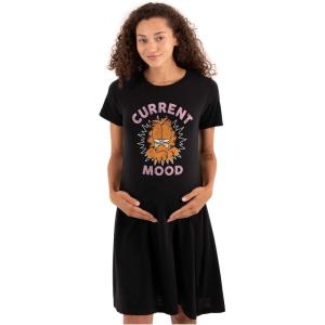 Womens Maternity Funny Grumpy Garfield Cartoon Mood Pregnancy Dress(Black)