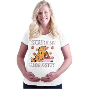 Womens Maternity Garfield Cartoon Cute and Hungry T Shirt Tee