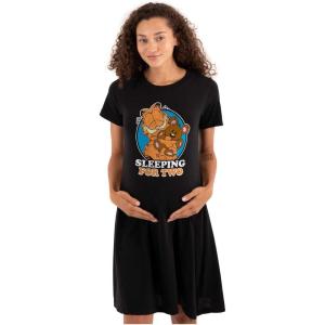 Womens Maternity Garfield Cartoon Sleeping for Two Pregnancy Dress(Black)