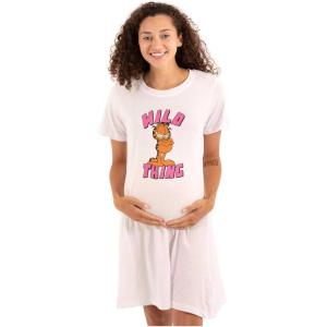 Womens Maternity Retro Garfield Cartoon Wild Thing Pregnancy Dress(White)