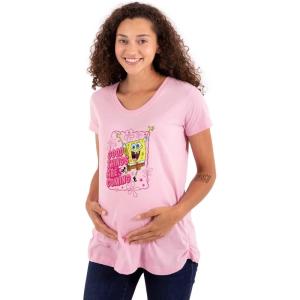 Womens Maternity Spongebob Good Things are Coming T Shirt Tee(Pink)