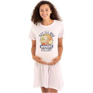 Womens Maternity Spongebob Not All Who Wander are Lost Pregnancy Dress(White)