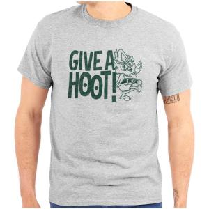 Woodsy Owl Slogan Give a Hoot Graphic T Shirt Men or Women(Sport Grey)