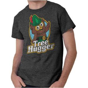 Woodsy Owl Tree Hugger Retro Vintage Graphic T Shirt Men or Women(Dark Heather)