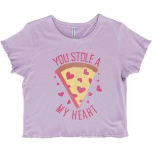 You Stole Pizza My Heart Valentine Juniors Lettuce Trim Crop Top Womens Baby Tee(Orchid)