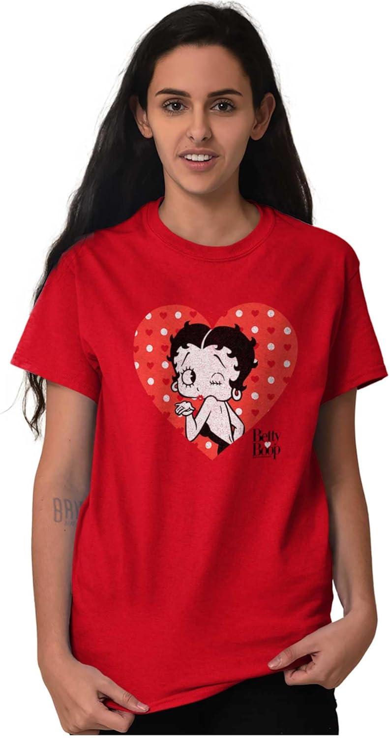 imageBetty Boop Blowing Kisses Adorable Womens Graphic T Shirt TeesAntique Cherry Red