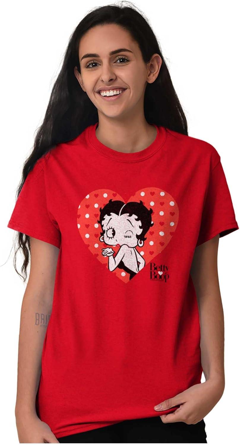 imageBetty Boop Blowing Kisses Adorable Womens Graphic T Shirt TeesAntique Cherry Red