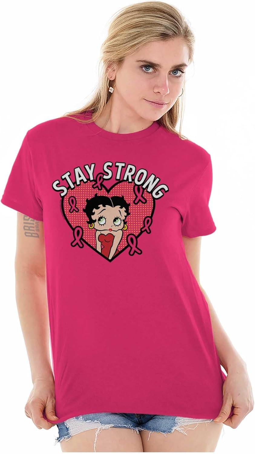 imageBetty Boop Breast Cancer Stay Strong Womens Graphic T Shirt TeesHeliconia