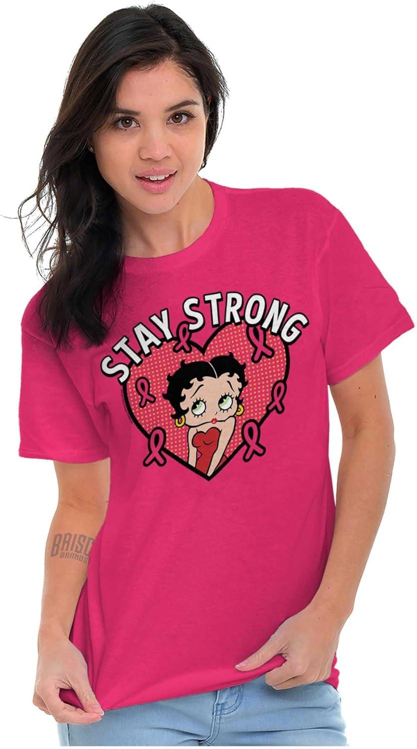 imageBetty Boop Breast Cancer Stay Strong Womens Graphic T Shirt TeesHeliconia