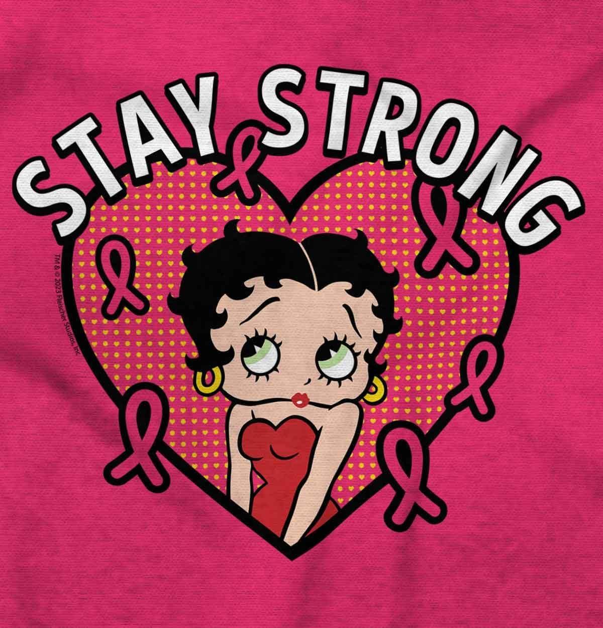 imageBetty Boop Breast Cancer Stay Strong Womens Graphic T Shirt TeesHeliconia
