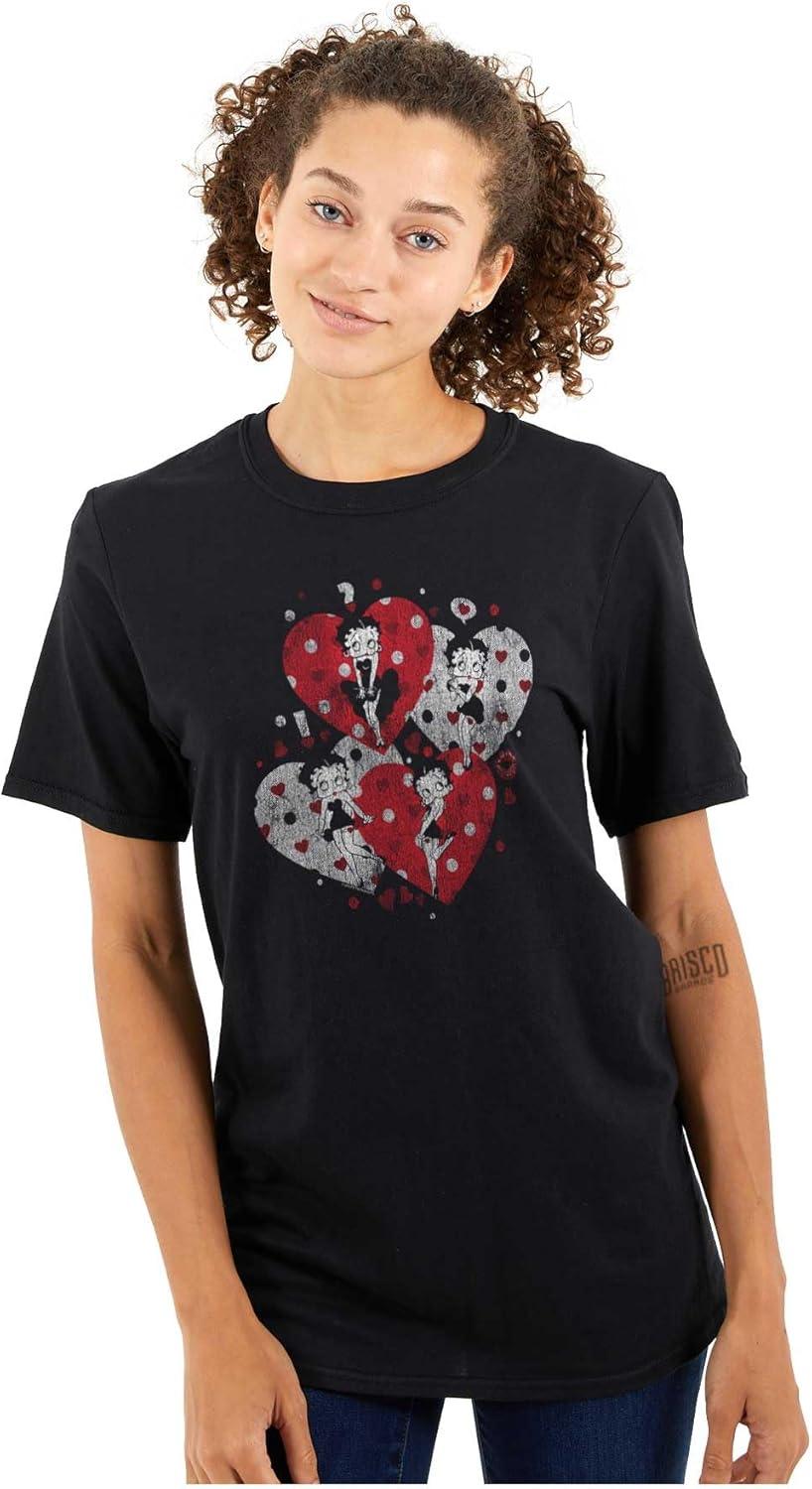 imageBetty Boop Love Hearts and Kisses Womens Graphic T Shirt TeesBlack