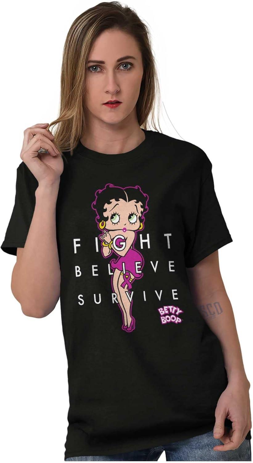 imageBetty Fight Breast Cancer Positivity Womens Graphic T Shirt TeesBlack