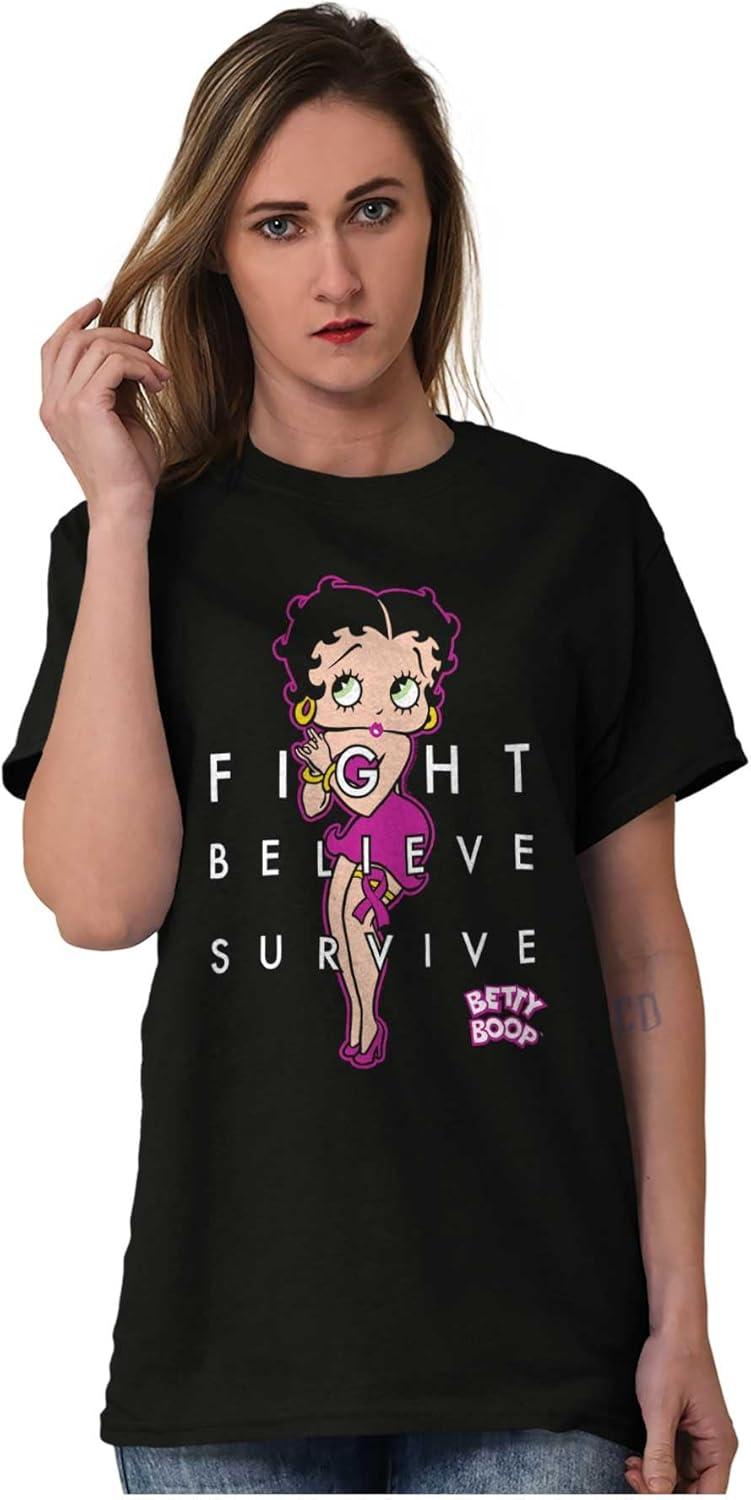 imageBetty Fight Breast Cancer Positivity Womens Graphic T Shirt TeesBlack