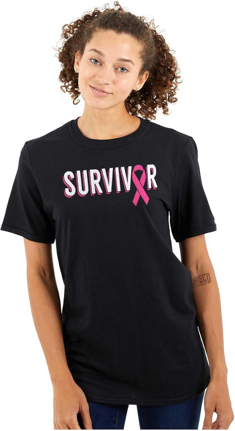 imageBreast Cancer Survivor Pink Ribbon Womens Graphic T Shirt TeesBlack