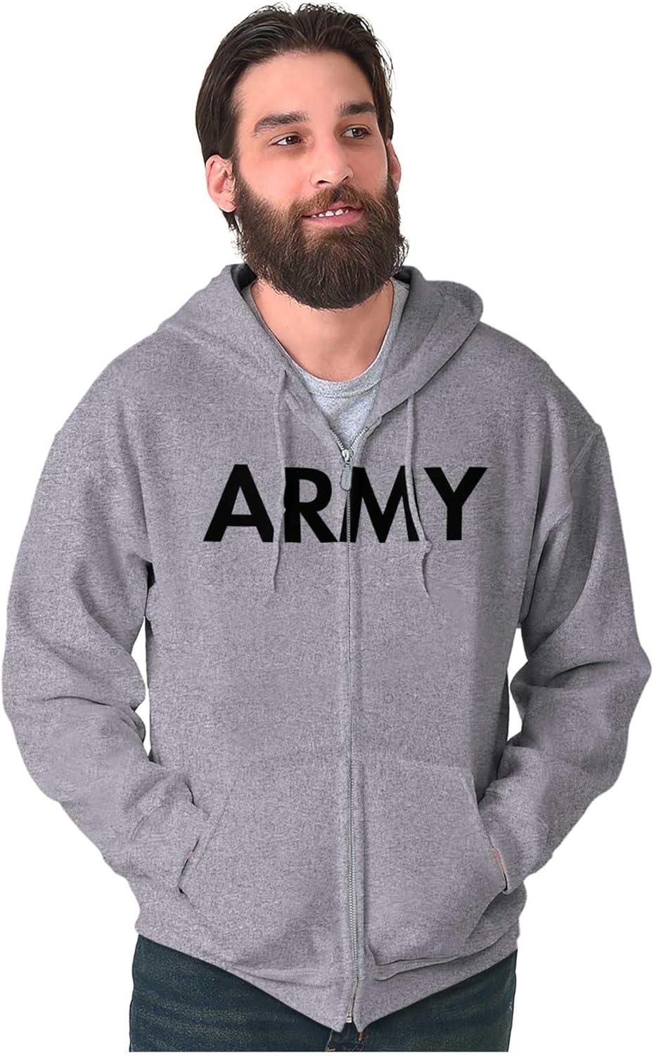 imageBrisco Brands Army Military Physical Training PT Exercise Workout Zip Up HoodieSport Grey