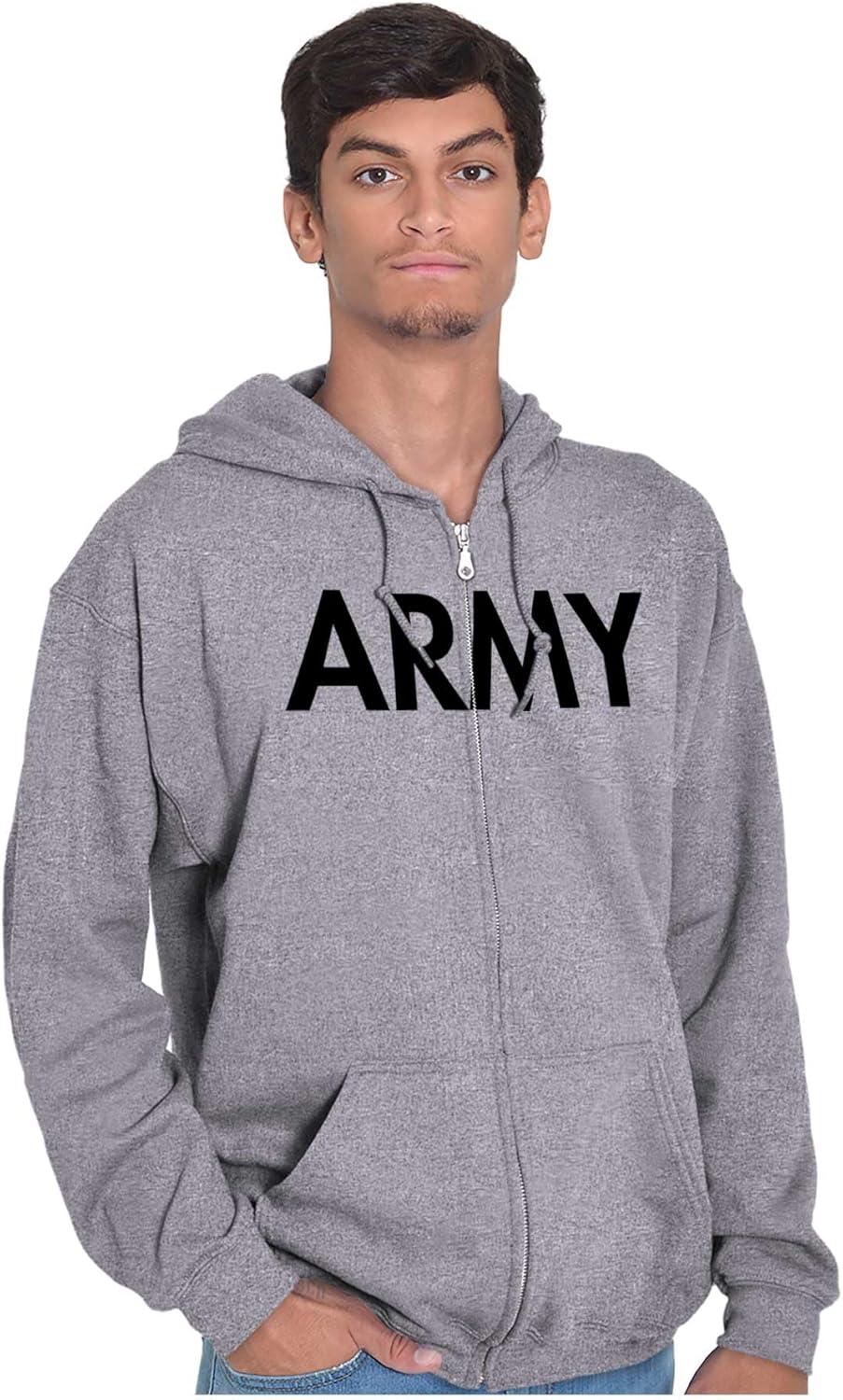 imageBrisco Brands Army Military Physical Training PT Exercise Workout Zip Up HoodieSport Grey