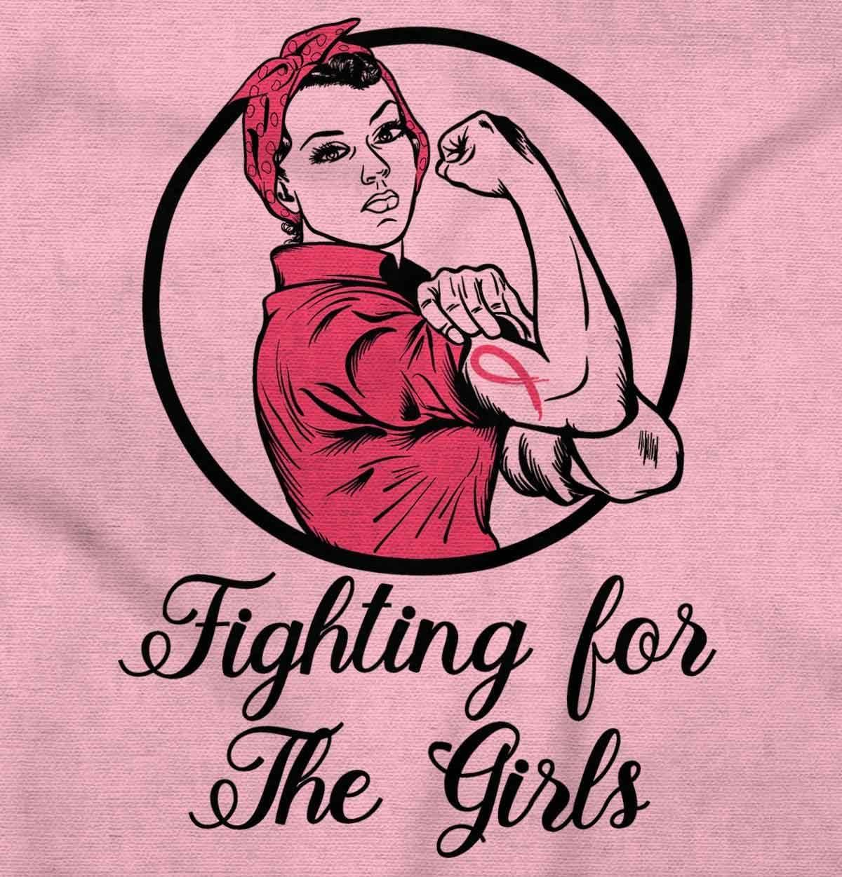 imageBrisco Brands Breast Cancer Fighter Rosie Riveter Womens Graphic T Shirt TeesLight Pink
