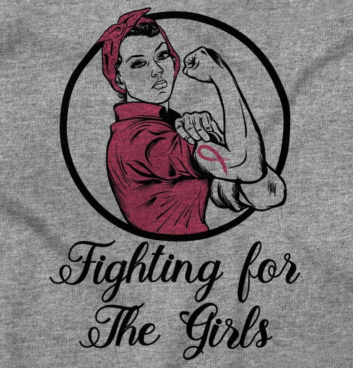 imageBrisco Brands Breast Cancer Fighter Rosie Riveter Womens Graphic T Shirt TeesSport Grey