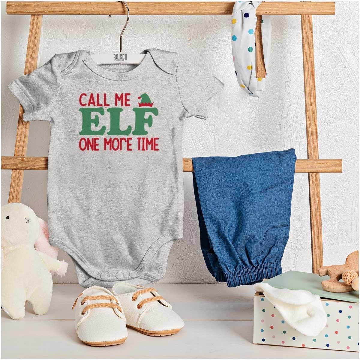 imageBrisco Brands Christmas Call Me Elf One More Time Baby Romper Boys or GirlsHeather