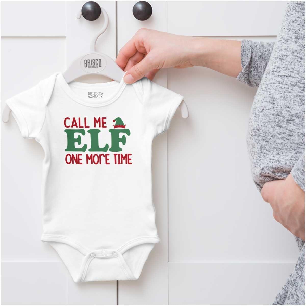 imageBrisco Brands Christmas Call Me Elf One More Time Baby Romper Boys or GirlsWhite