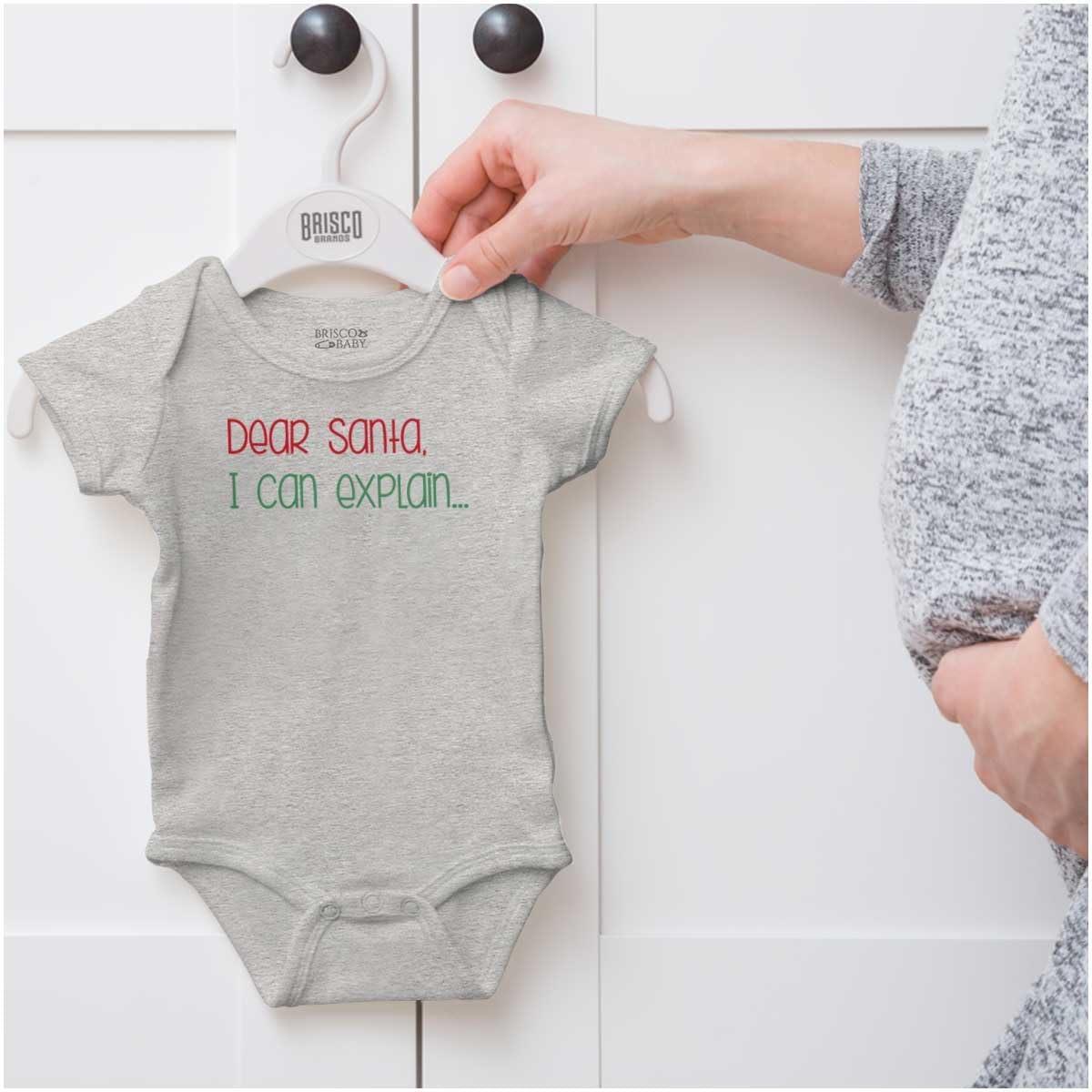 imageBrisco Brands Christmas Dear Santa I Can Explain Baby Romper Boys or GirlsHeather